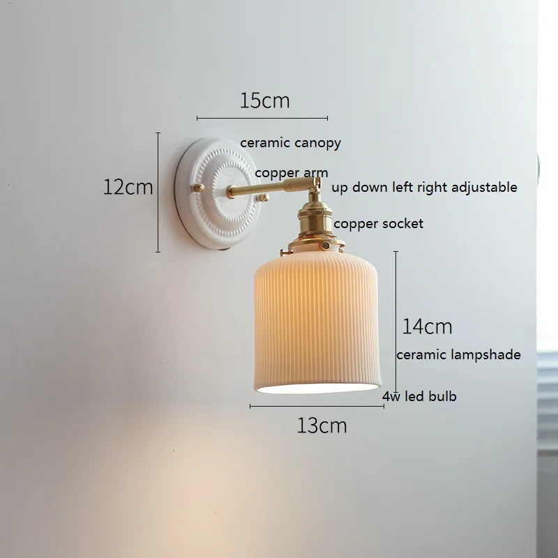 lampe murale classique blanc doré céramique métal ampoule led 220v vintage contemporaine