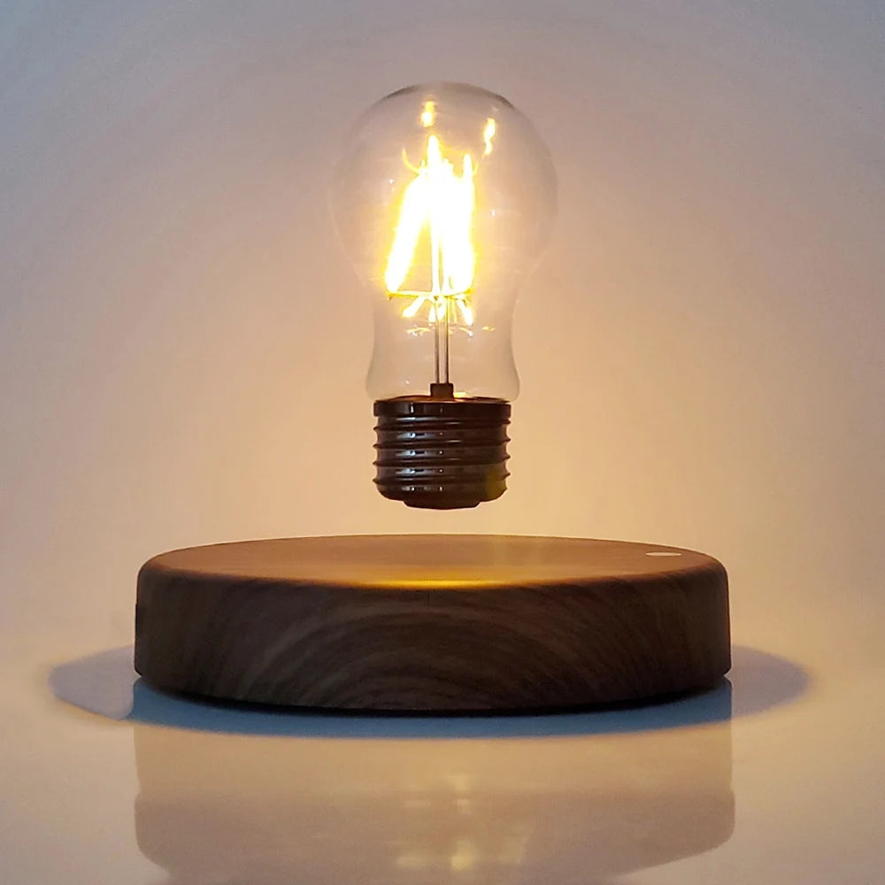 ampoule led flottante transparente moderne aimant base bois interrupteur tactile câble alimentation notice utilisation