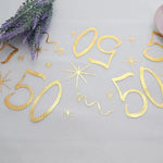 chemin table anniversaire doré numéros étoiles abstraits semi transparent table festive