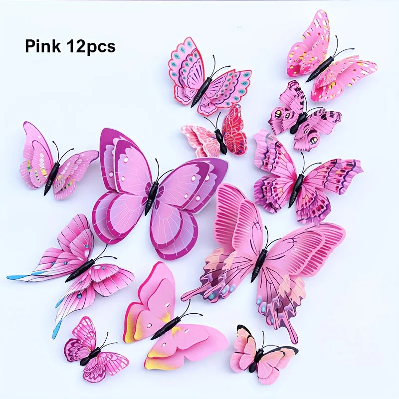 décoration murale papillons multicolores 3d aimants points adhésifs fête anniversaire mariage noël