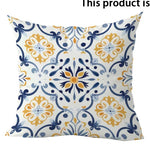 housse coussin ornements floraux moderne 100% polyester blanc bleu jaune 40x40cm 45x45cm 50x50cm 60x60cm