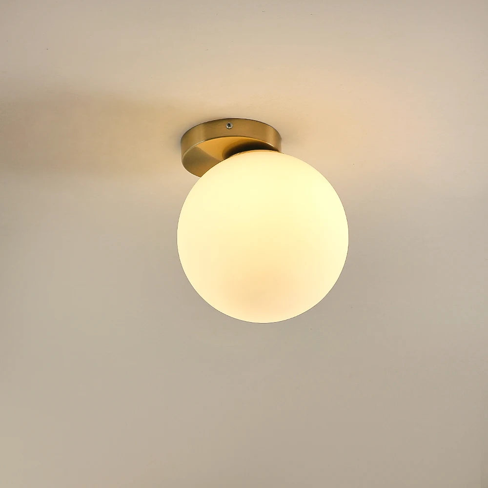 lampe murale moderne sphérique verre blanc doré éclairage quotidien interrupteur bouton fixations