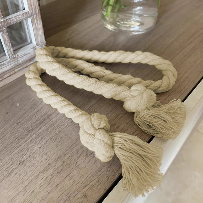 corde rideaux beige clair tissée rustique bohème adhésif franges tassel 86cm total length one