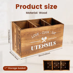 boîte ustensiles bois naturel rustique moderne compartiments ustensiles gris organisateur cuisine