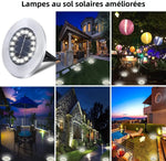 lumière solaire sol 16 led moderne argentée extérieure autonome ip65 inoxydable minimaliste