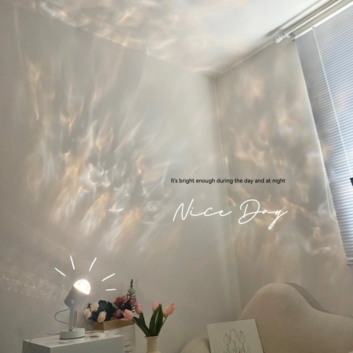 lampe murale moderne projection lumineuse ondulations eau blanc scintillement chambre