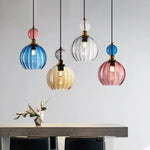 Lampes suspendues verre coloré moderne bleu rose ambre translucides chambre vertical