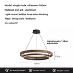 suspension lumineuse moderne bois foncé anneau concentrique éclairage led minimaliste