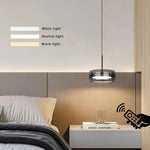 lampe suspendue moderne anthracite gris mat salon restaurant télécommande trois couleurs dimmable led
