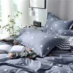 taies d'oreiller rectangulaires bleu clair gris motifs géométriques moderne non toxique 100 polyester 48x74cm