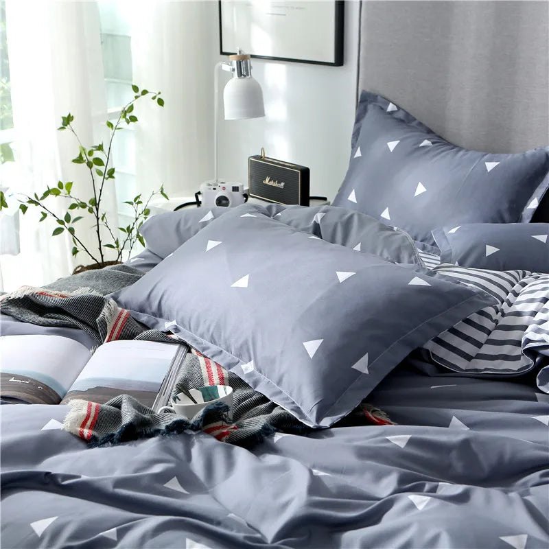 taies d'oreiller rectangulaires bleu clair gris motifs géométriques moderne non toxique 100 polyester 48x74cm