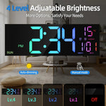 grande horloge murale digitale couleurs rvg télécommande alarme lumineuse moderne