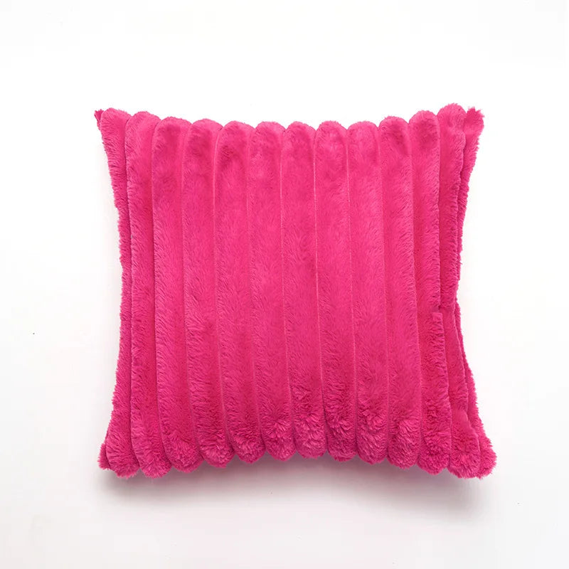 coussin décoratif moderne double face peluche rouge orange vert blanc rose