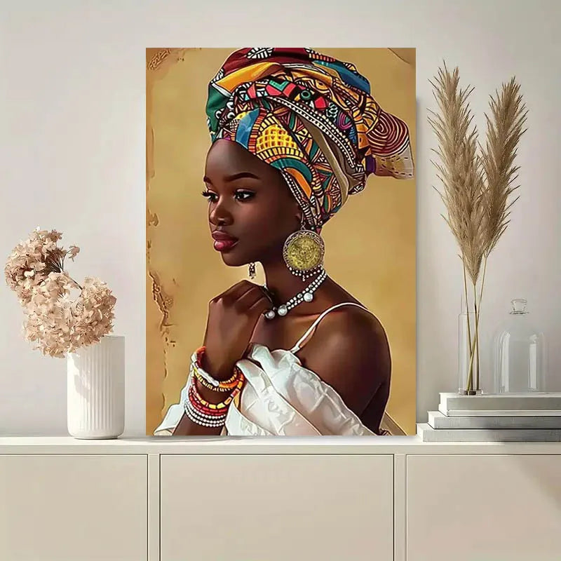 portrait femme géométrique toile coton tons chauds réaliste deco mur salon chambre erotique art
