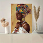 portrait femme géométrique toile coton tons chauds réaliste deco mur salon chambre erotique art