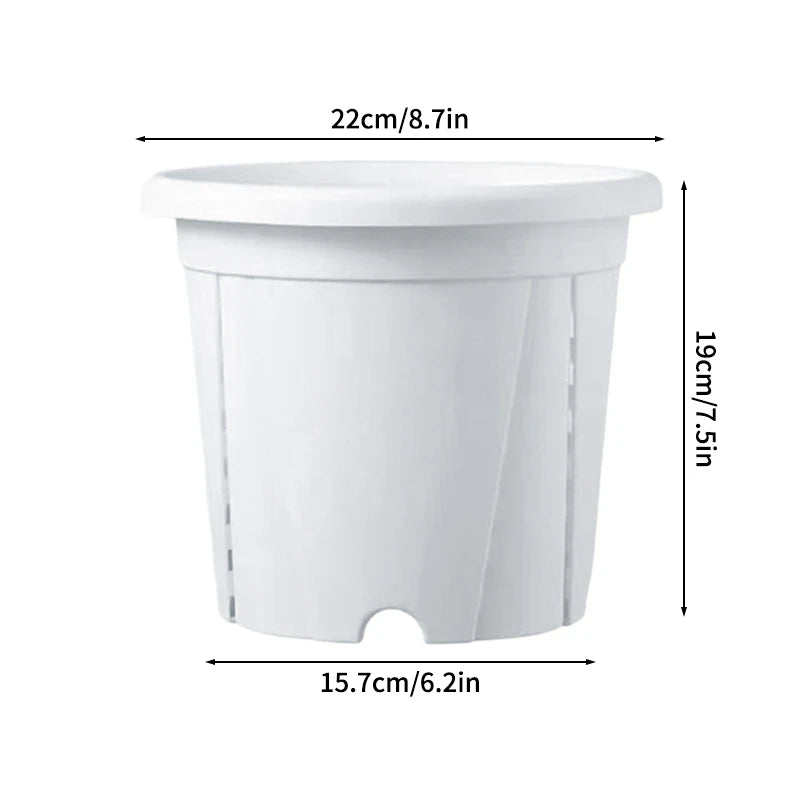 pots racines plastique moderne vertclair beige bleufoncé rayures grille drainage support hydroponie plantes