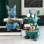 statue animaux chien résine moderne bleu vert noir gris décoration organisation ornement cadeau