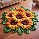tapis fleurs tournesols roses lys vert jaune marron blanc rose texturé 3d antidérapant polyester