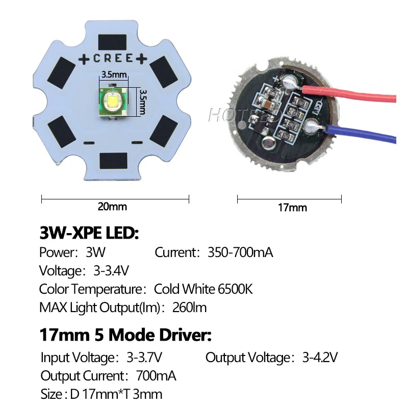 diodes led 20mm bleu clair jaune noir doré conducteurs pcb projecteur lampe torche phare