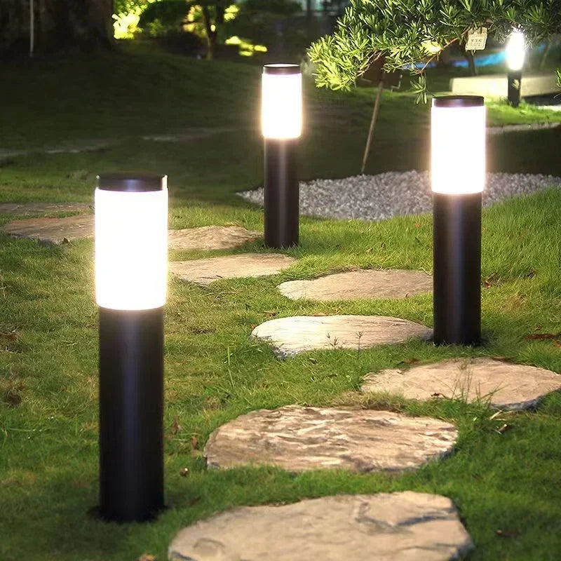 lampe solaire extérieure led acier inoxydable moderne 15 heures autonomie noir blanc minimaliste