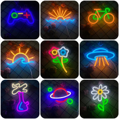 Enseigne néon LED jaune pour décoration murale chambre ado