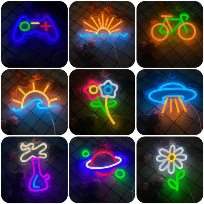 Enseigne néon LED jaune pour décoration murale chambre ado