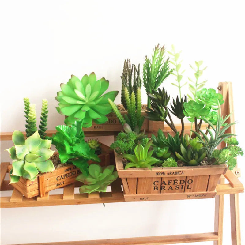décoration intérieure plante succulente artificielle pvc réaliste verte texture feuilles arrondies pointues occasion maison