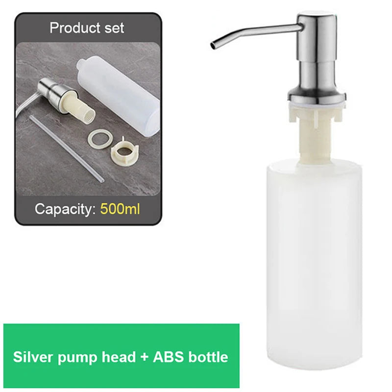 distributeur savon liquide argenté tube extension 1m15 moderne minimaliste fixations vis
