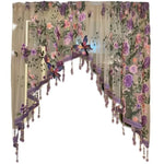 Rideau floral transparent brodé tulle papillons décoration romantique bohème maison