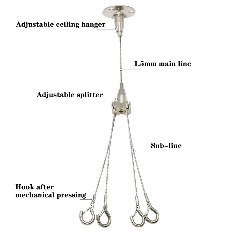 Câble métallique pour suspension de lampe avec crochet