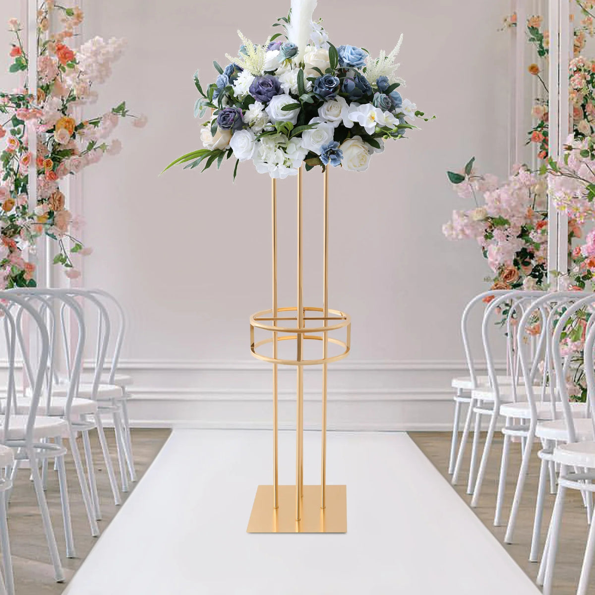 support floral transparent moderne or argent bouquet inclusion centro mesa