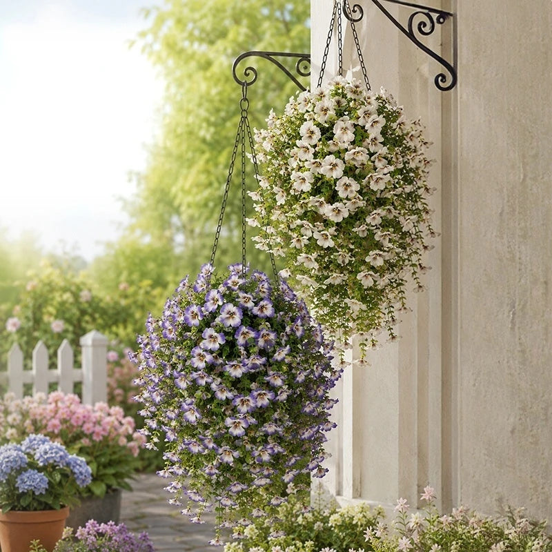 guirlande suspendue artificielle fleurs roses blanches violettes orange jaunes naturelles decoration jardin fete mariage