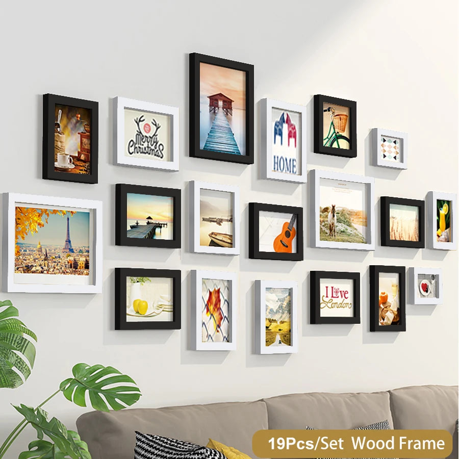 Cadres photo rectangulaires en bois pour décoration murale personnalisée
