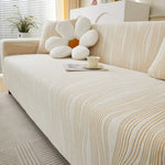 housse canapé moderne polyestère rayures horizontales beige gris clair lavable machine 90 300cm