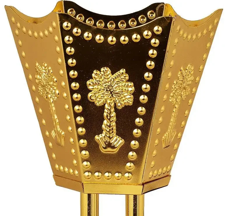 bougeoir incense métal argent or croix sculptées points dorés artisanal salon décoration
