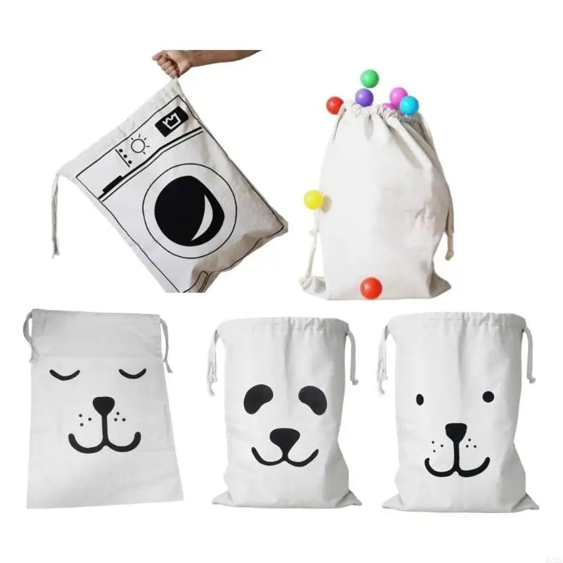 sacs cordons blancs motifs animaux ours chien panda enfants rangement chambre coucher