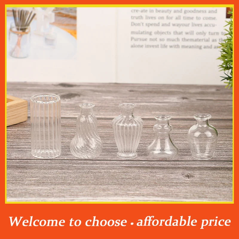 vases porcelaine transparents rayures verticales modernes accessoires maison poupée décoration chambre fleurs sèches
