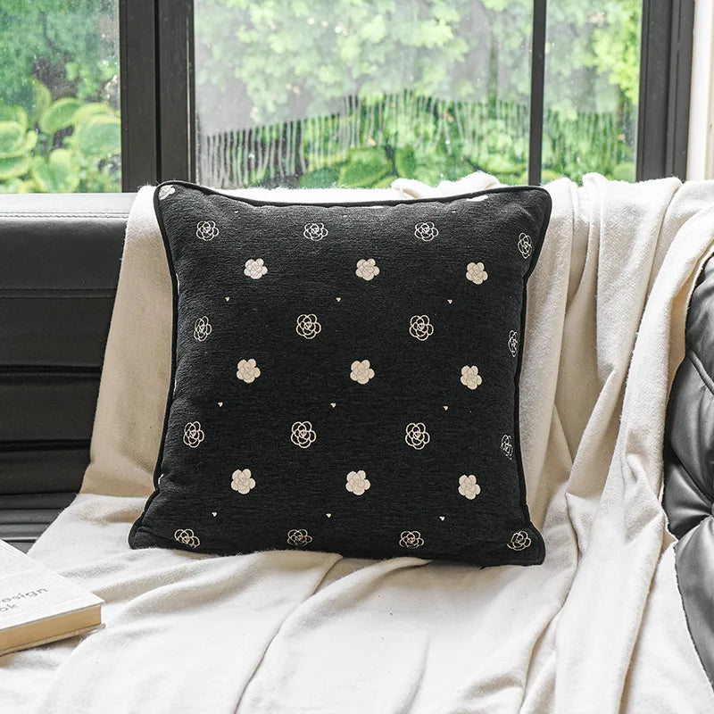 housse coussin vintage fleur beige noir marron français adhésif décoration intérieure voiture