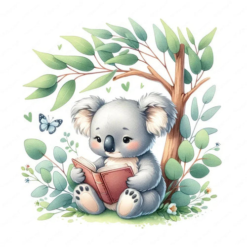 autocollant mural koala mignon décor salle bain cuisine sticker pvc motif feuilles nuages