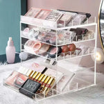 boîte rangement transparente moderne fards paupières blush rouge lèvres poudre cosmétiques minimaliste sans motif