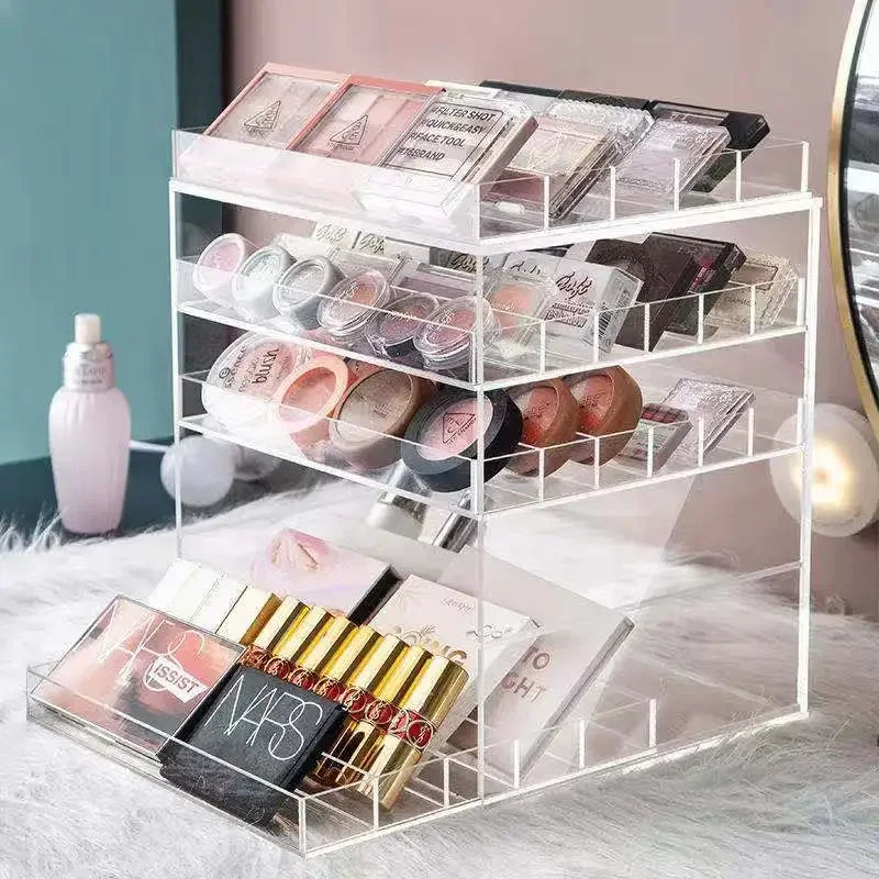 boîte rangement transparente moderne fards paupières blush rouge lèvres poudre cosmétiques minimaliste sans motif