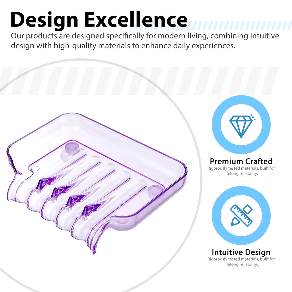 support savon violet translucent moderne salle bain drainage automatique lisse minimaliste plastique