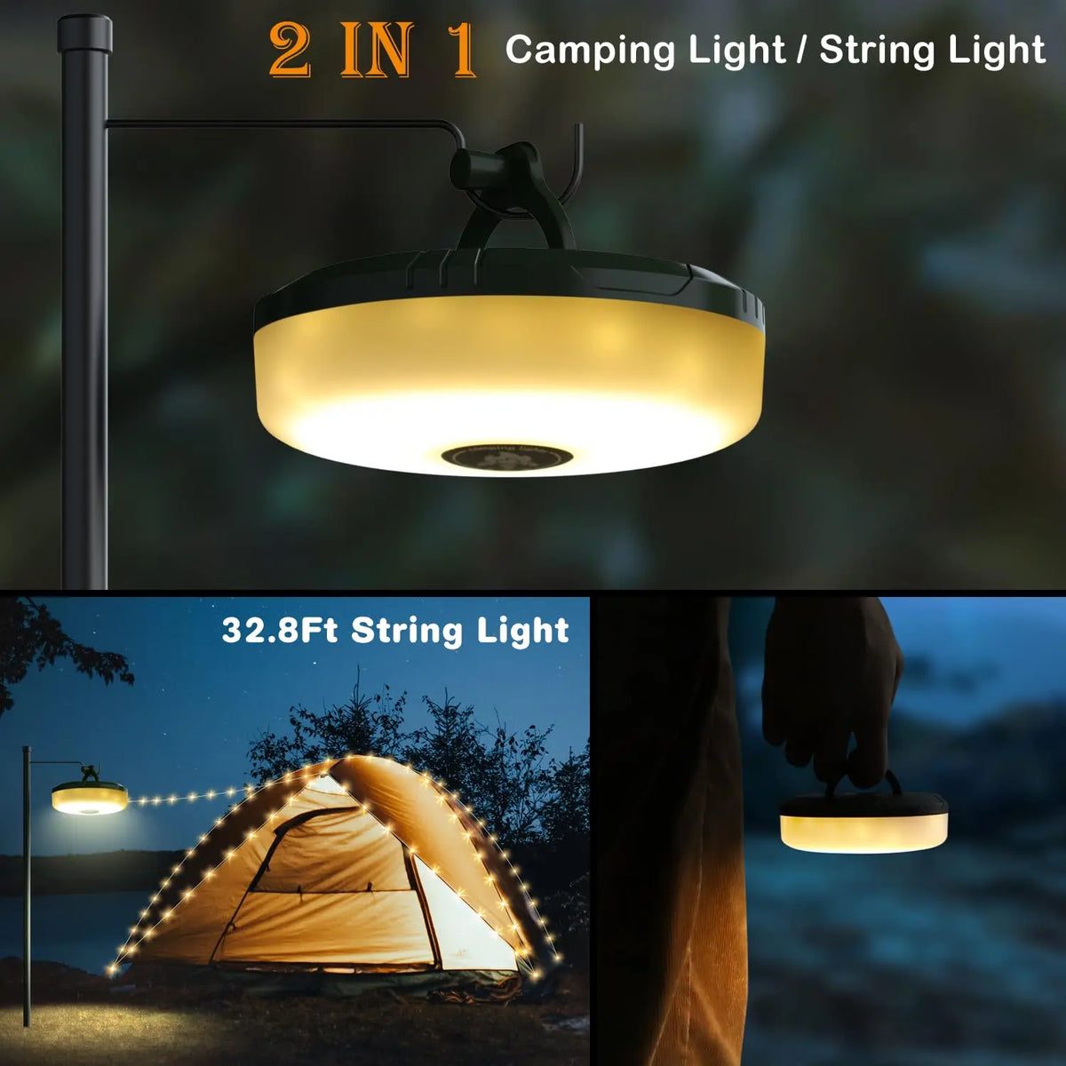guirlande lumineuse camping rechargeable led flexible modes éclairage portable extérieur rustique moderne