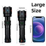 lampe torche tactique noire 2000 lumens 30w 1500m étanche ipx6 zoom led rechargeable usb