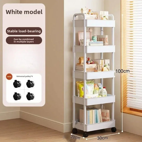 chariot rangement roulettes blanc noir étagère mobile cuisine salon moderne plastique
