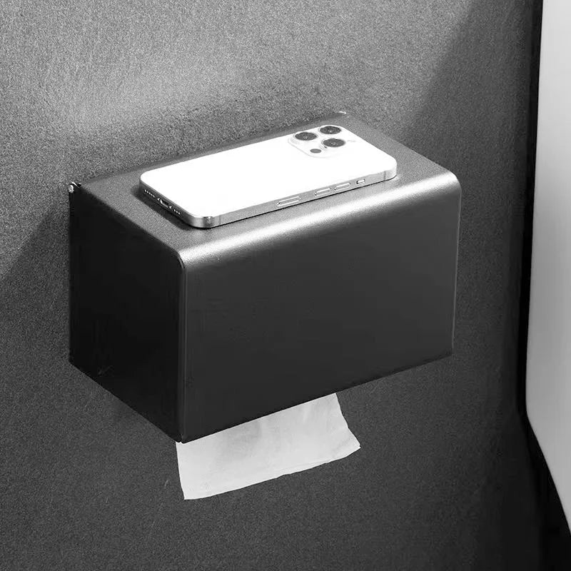 support papier toilette noir rangement moderne boîte lingettes adhésif