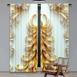 rideaux blanc doré plumes paon strass élégants chambre salon 100 polyester classique