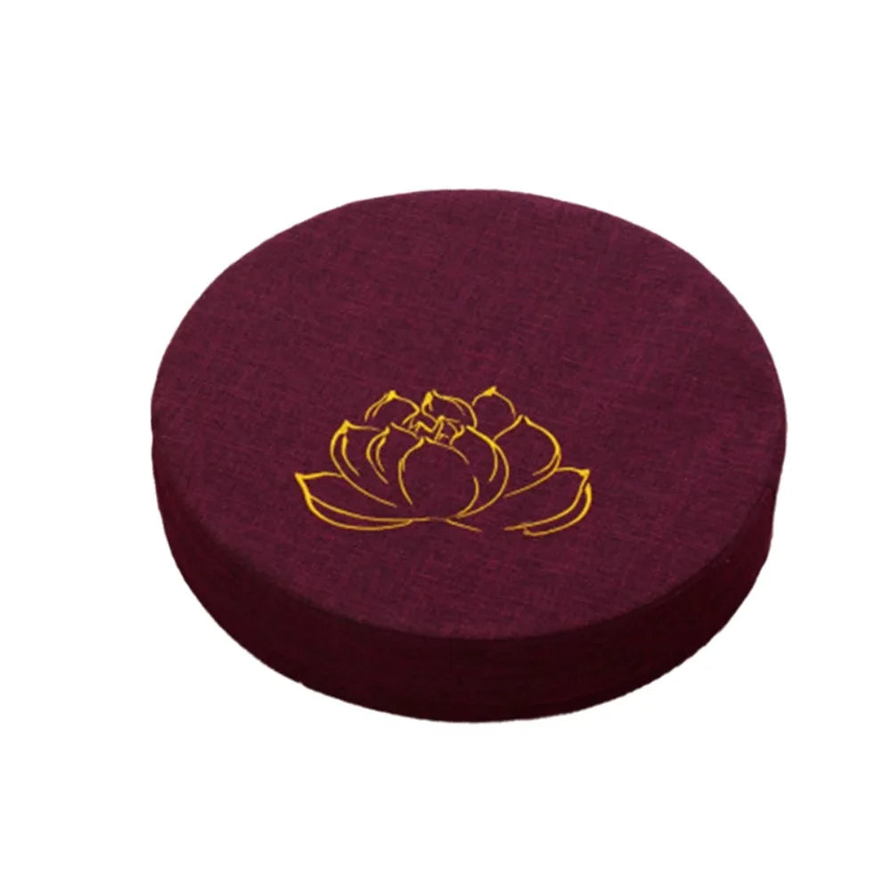 coussin sol yoga méditation fleur lotus brodée mousse épaisse siège salon japonais