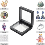 présentoir bijoux support carré plaque verre noir moderne bagues boucles doreilles