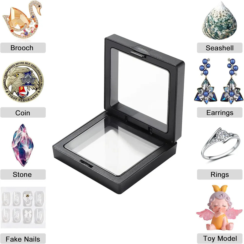 présentoir bijoux support carré plaque verre noir moderne bagues boucles doreilles